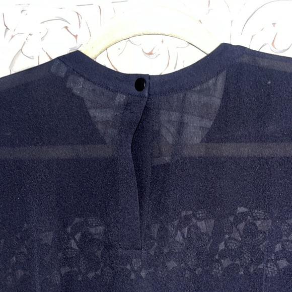 A.L.C. Silk Navy Midi Dress with Black Lace Detail sz 8 - Picture 7 of 14